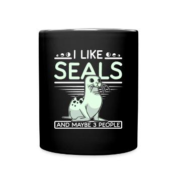 I like seals and maybe 3 people - Full Colour Mug - black - Front