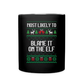 Le plus susceptible de blâmer l’elfe vilain Noël - Mug uni - noir - Devant