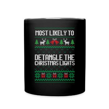 Christmas lights ugly christmas shirt - Full Colour Mug - black - Front