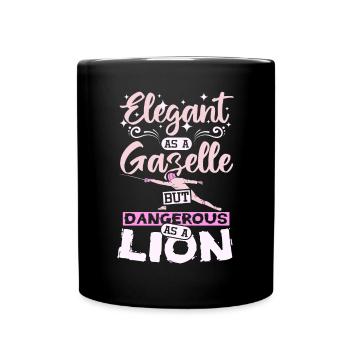 Elegant as a gazelle dangerous as a lion fencing - Full Colour Mug - black - Front