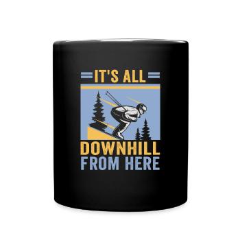 Skifahrer It's all downhill from here Ski - Tasse einfarbig - Schwarz - Vorne
