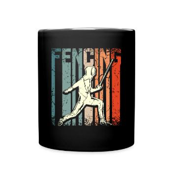 Retro Vintage Fencing - Full Colour Mug - black - Front