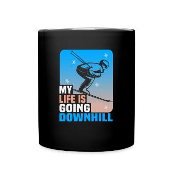 Skifahrer My life is going downhill Ski - Tasse einfarbig - Schwarz - Vorne