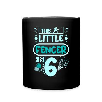 6th birthday this little fencer is 6 years old - Full Colour Mug - black - Front