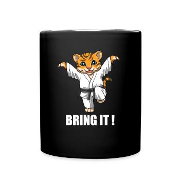 Lustiger Karate Tiger Crane Kick - Karate - Tasse einfarbig - Schwarz - Vorne