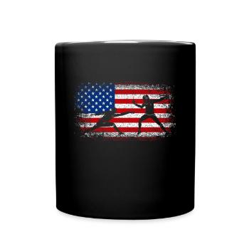 Usa American Flag Fencing 4th of july - Full Colour Mug - black - Front