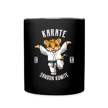 Karate Tiger Crane Kick - Süßes Karate Japanische - Tasse einfarbig - Schwarz - Vorne