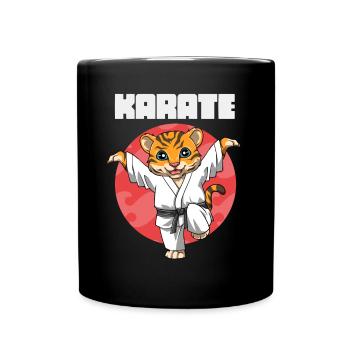 Lustiger Karate-Tiger-Kranich-Kick - Tasse einfarbig - Schwarz - Vorne