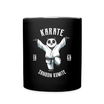 Karate Panda Crane Kick - Niedliches Karate - Tasse einfarbig - Schwarz - Vorne