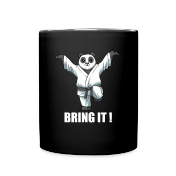 Lustiger Karate-Panda-Kranich-Kick - Karate - Tasse einfarbig - Schwarz - Vorne