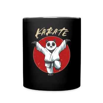 Karate Panda Crane Kick - Karate Japanische - Tasse einfarbig - Schwarz - Vorne