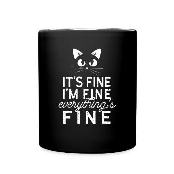 Cat, cat friend, humor, motivation, gift - Full Colour Mug - black - Front
