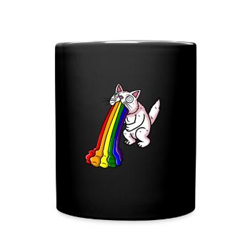 rainbow sarcasm cat nausea - Full Colour Mug - black - Front