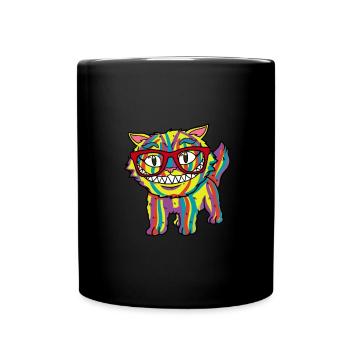 Cat Cat holiday glasses colorful summer sea - Full Colour Mug - black - Front