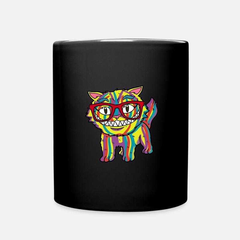 Chat Lunettes de vacances Chat coloré mer d’été - Mug uni - noir