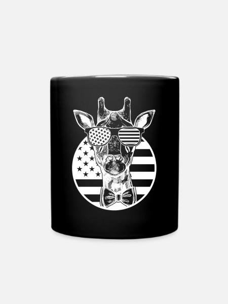 Giraffe American Flag Giraffe US Flag Giraffe - Tasse einfarbig - Schwarz
