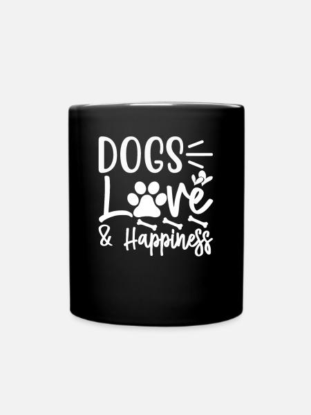 Dogs Love & Happiness - Tasse einfarbig - Schwarz