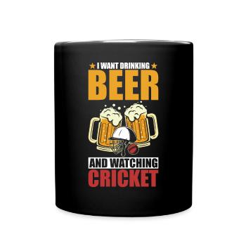 Cricket Und Bier - Tasse einfarbig - Schwarz - Vorne