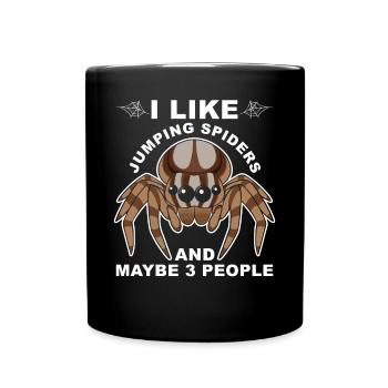 Springspinne Spruch - Tasse einfarbig - Schwarz - Vorne