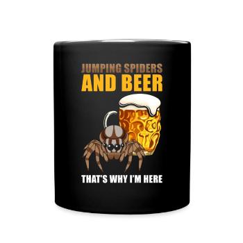 Springspinne Spruch - Tasse einfarbig - Schwarz - Vorne