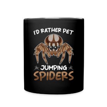 Springspinne Spruch - Tasse einfarbig - Schwarz - Vorne
