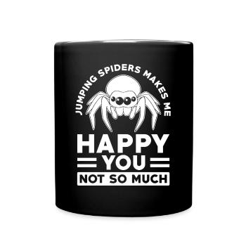 Springspinne Spruch - Tasse einfarbig - Schwarz - Vorne