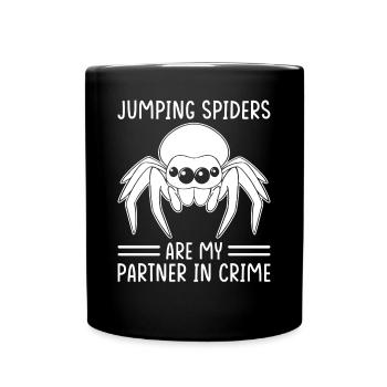 Springspinne Spruch - Tasse einfarbig - Schwarz - Vorne
