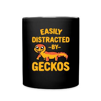 Funny Gecko Easily Distracted By Geckos - Full Colour Mug - black - Front