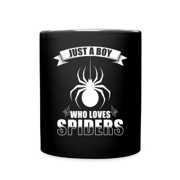 Springspinne Spruch - Tasse einfarbig - Schwarz - Vorne
