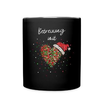 Betreuung mit Herz Altenpflegerin Wichtelgeschenk - Tasse einfarbig - Schwarz - Vorne