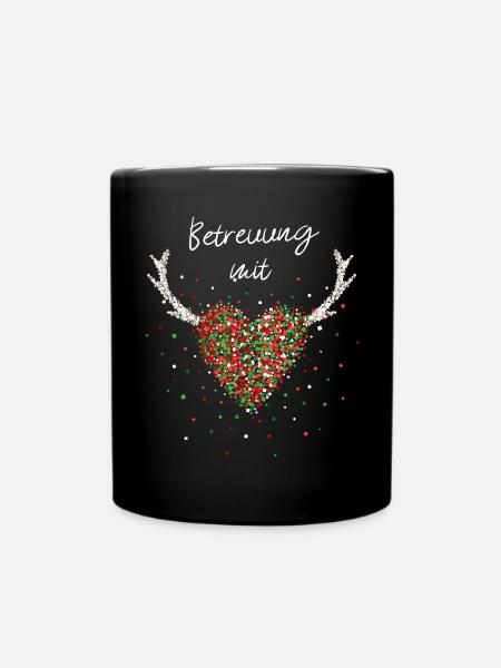 Betreuung mit Herz Pflegekräfte Weihnachtsgeschenk - Tasse einfarbig - Schwarz