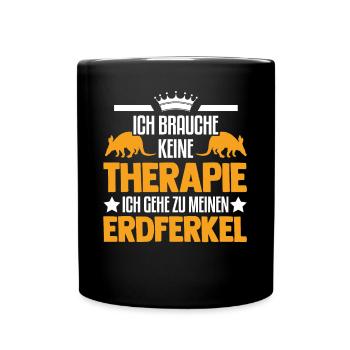 Erdferkel Therapie Aardvark - Tasse einfarbig - Schwarz - Vorne