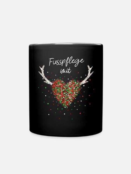 Fußpflege mit Herz Podologin Weihnachtszeit - Tasse einfarbig - Schwarz