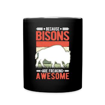 Büffel Geschenk Bison Wasserbüffel Buffalo - Tasse einfarbig - Schwarz - Vorne