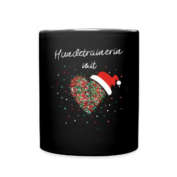 Hundetrainerin mit Herz Weihnachtsoutfit X-Mas - Tasse einfarbig - Schwarz - Vorne