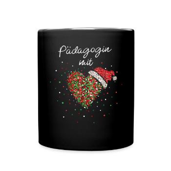 Pädagogin Mit Herz Tagesmutter Weihnachtsfeier - Tasse einfarbig - Schwarz - Vorne