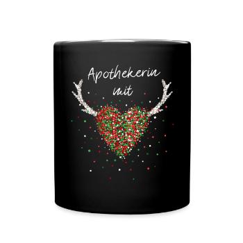 Apothekerin mit Herz Pharmazie Nikolausmütze X-Mas - Tasse einfarbig - Schwarz - Vorne