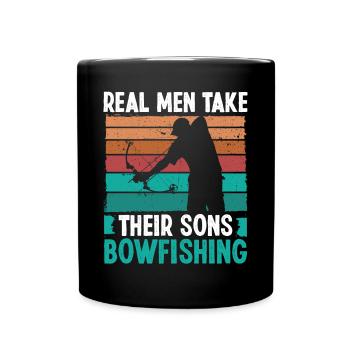 Bowfisher Real Men take their Sons Bowfishing - Full Colour Mug - black - Front