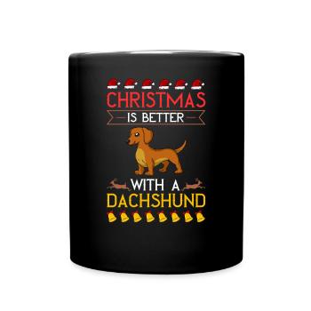 Doxie Dachshund Dackel Teckel Hund Weihnachten - Tasse einfarbig - Schwarz - Vorne