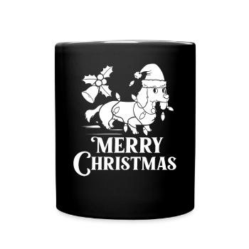 Doxie Dachshund Dackel Teckel Hund Weihnachten - Tasse einfarbig - Schwarz - Vorne