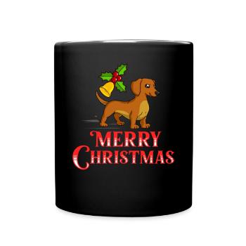 Doxie Dachshund Dackel Teckel Hund Weihnachten - Tasse einfarbig - Schwarz - Vorne