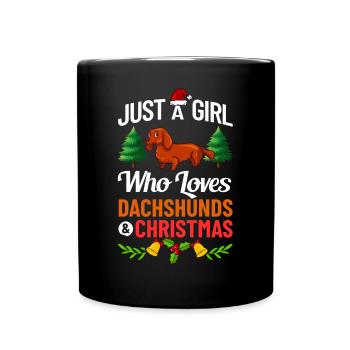 Doxie Dachshund Dackel Teckel Hund Weihnachten - Tasse einfarbig - Schwarz - Vorne