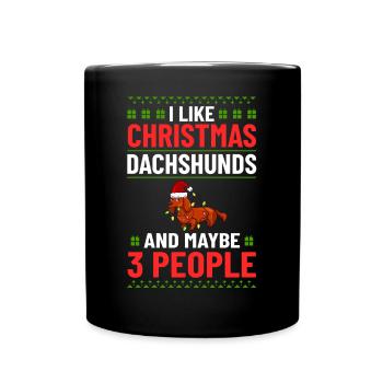 Doxie Dachshund Dackel Teckel Hund Weihnachten - Tasse einfarbig - Schwarz - Vorne