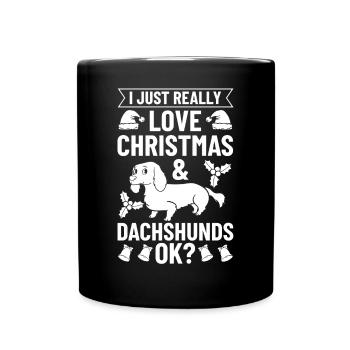 Doxie Dachshund Dackel Teckel Hund Weihnachten - Tasse einfarbig - Schwarz - Vorne