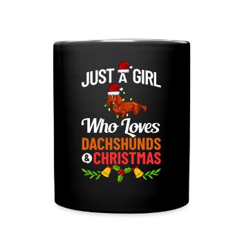 Doxie Dachshund Dackel Teckel Hund Weihnachten - Tasse einfarbig - Schwarz - Vorne
