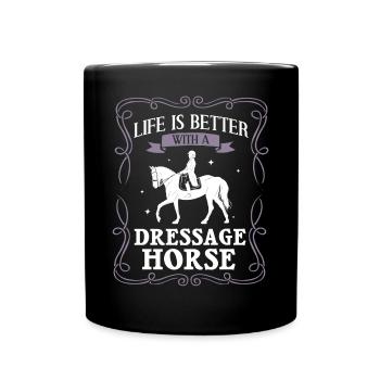 Dressur Reiten Pferd Training Dressurreiten - Tasse einfarbig - Schwarz - Vorne