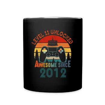 Level 11 Freigeschaltet Awesome seit 2012 Funny Gamer - Tasse einfarbig - Schwarz - Vorne