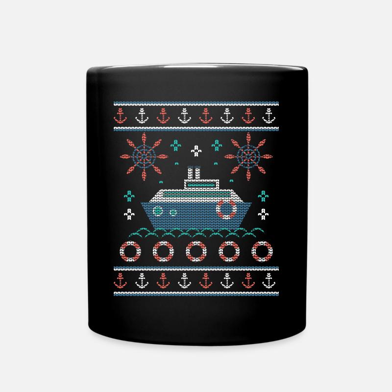 Schiff Fischer Nordsee Ugly Christmas - Tasse einfarbig - Schwarz