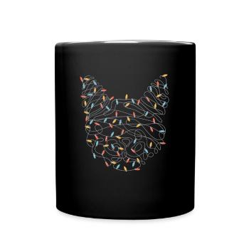 Chat de Noël LED Lumières de Noël - Mug uni - noir - Devant