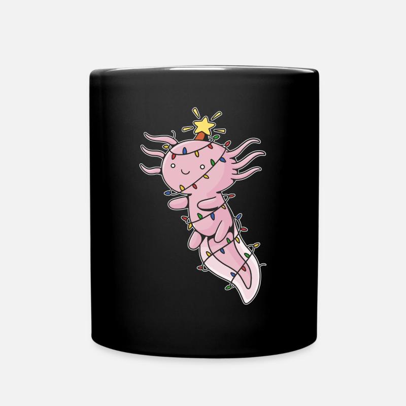 Weihnachten Süßes Axolotl Lichterkette - Tasse einfarbig - Schwarz